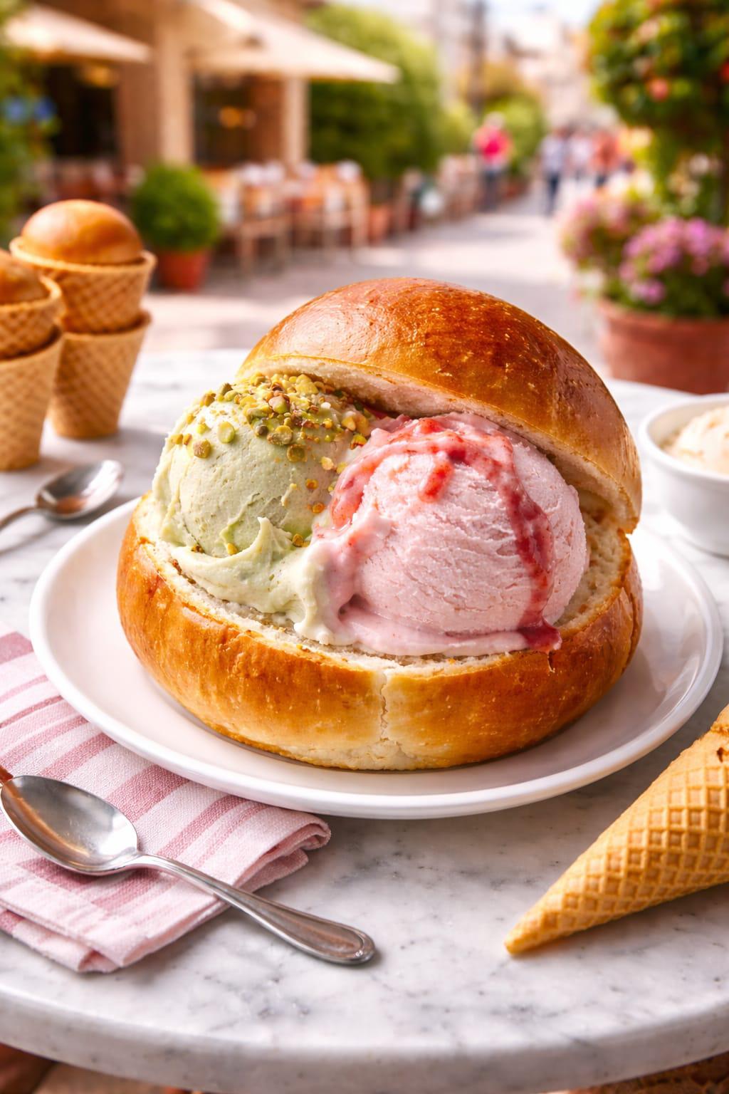Sizilianisches Brioche con Gelato